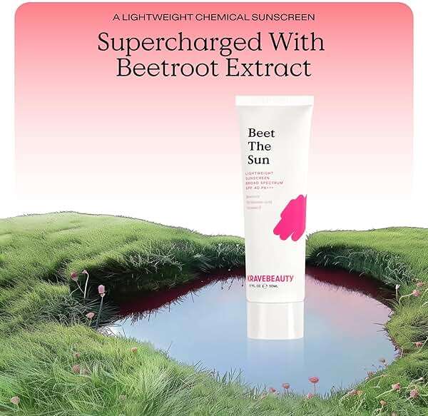 KraveBeauty Beet The Sun Lightweight Sunscreen SPF 40 PA+++, Broad Spectrum Facial Sunscreen with Beet Root Extract & Hyaluronic Acid, Non-Greasy Daily SPF Lotion for Face, Fragrance Free, 50 mL - Image 4