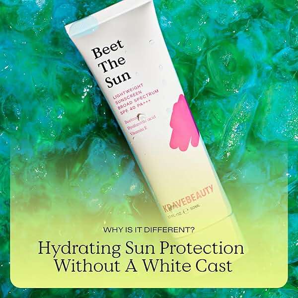 KraveBeauty Beet The Sun Lightweight Sunscreen SPF 40 PA+++, Broad Spectrum Facial Sunscreen with Beet Root Extract & Hyaluronic Acid, Non-Greasy Daily SPF Lotion for Face, Fragrance Free, 50 mL - Image 6