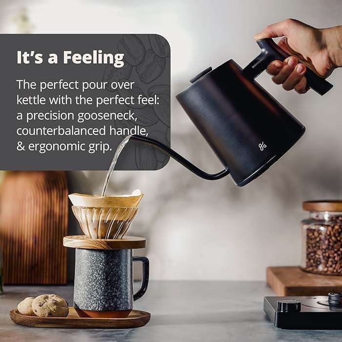 Greater Goods Electric Gooseneck Kettle, 1200W Stainless Steel with Precision Temperature Control, Fast Boil, BPA-Free, Ideal for Pour Over Coffee and Tea, 0.8L (Onyx Black) - Image 7
