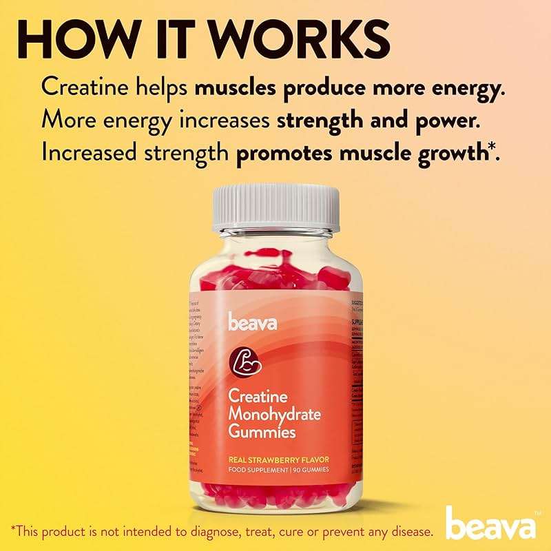 Creatine Monohydrate Gummies - 30 Servings - Vegan Creatine Chews for Muscle Growth, Muscle Recovery, Workout Recovery, Anaerobic Endurance - No Loading Phase - No Bloating - Strawberry - No Sugar - Image 5