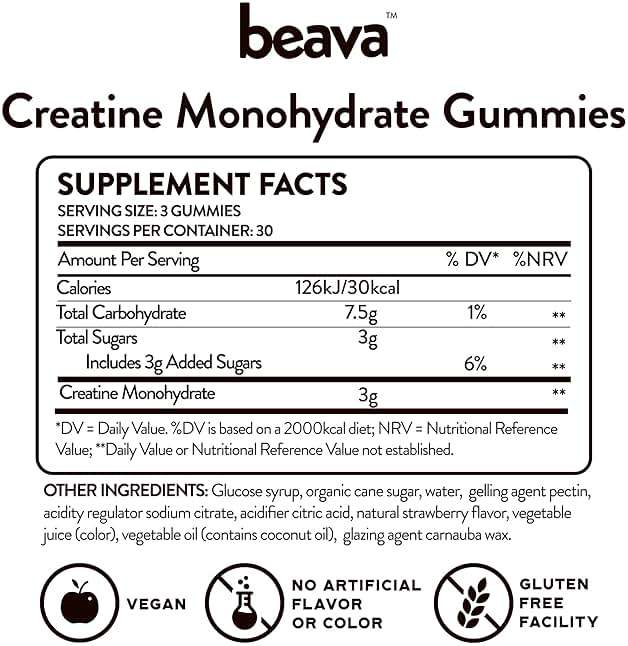 Creatine Monohydrate Gummies - 30 Servings - Vegan Creatine Chews for Muscle Growth, Muscle Recovery, Workout Recovery, Anaerobic Endurance - No Loading Phase - No Bloating - Strawberry - No Sugar - Image 6