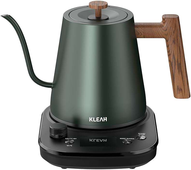KLEAH Gooseneck Electric Kettle with Temperature Control - 0.8L Automatic Shut Off Tea & Coffee Kettle, Hot Water Boiler Pour Over Coffee Kettle, 1200W Quick Heating Keep Warm, Green - Image 1