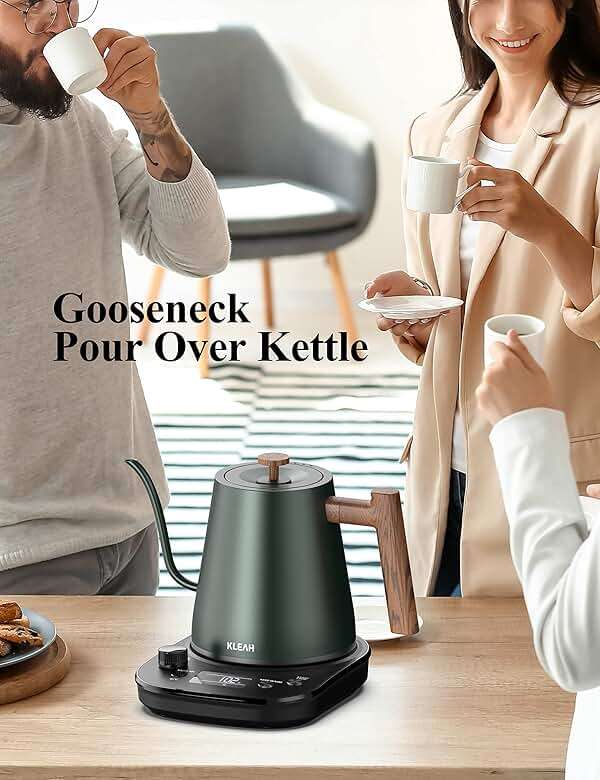 KLEAH Gooseneck Electric Kettle with Temperature Control - 0.8L Automatic Shut Off Tea & Coffee Kettle, Hot Water Boiler Pour Over Coffee Kettle, 1200W Quick Heating Keep Warm, Green - Image 7