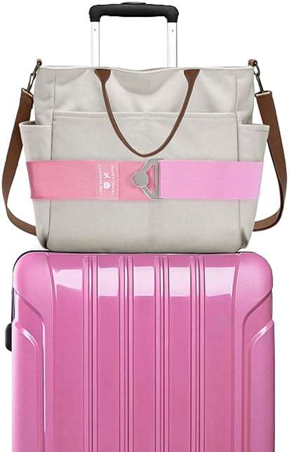 Bylion 2-in-1 Travel Belt for Luggage, Luggage Straps for Add a Bag Adjustable Suitcase Straps with Alloy Buckle Elastic Bungees Belt Hands-Free for Airport, Personalized Travel Accessories (Pink) - Image 1
