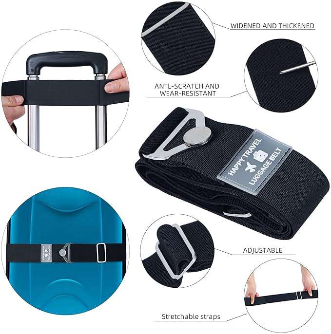 Bylion 2-in-1 Travel Belt for Luggage, Luggage Straps for Add a Bag Adjustable Suitcase Straps with Alloy Buckle Elastic Bungees Belt Hands-Free for Airport, Personalized Travel Accessories (Pink) - Image 3