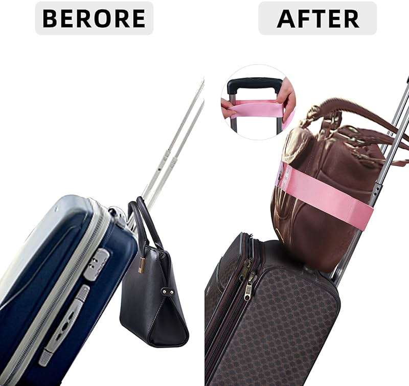 Bylion 2-in-1 Travel Belt for Luggage, Luggage Straps for Add a Bag Adjustable Suitcase Straps with Alloy Buckle Elastic Bungees Belt Hands-Free for Airport, Personalized Travel Accessories (Pink) - Image 4