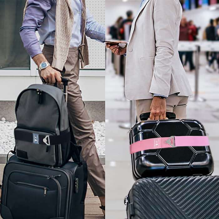 Bylion 2-in-1 Travel Belt for Luggage, Luggage Straps for Add a Bag Adjustable Suitcase Straps with Alloy Buckle Elastic Bungees Belt Hands-Free for Airport, Personalized Travel Accessories (Pink) - Image 5