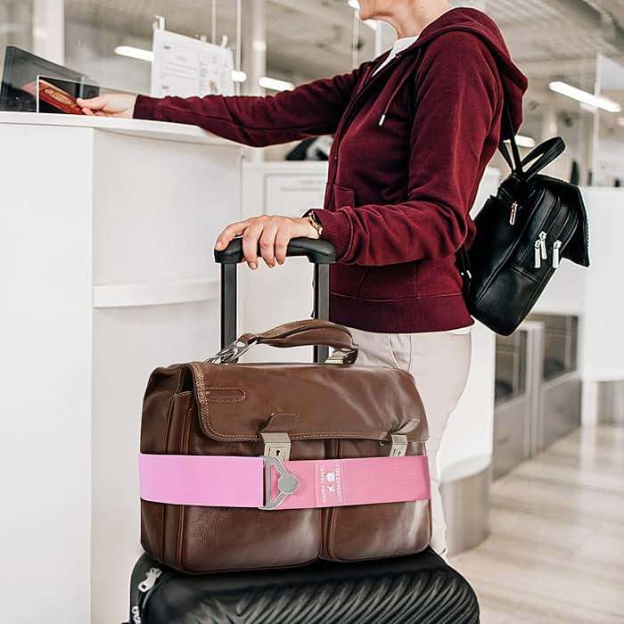 Bylion 2-in-1 Travel Belt for Luggage, Luggage Straps for Add a Bag Adjustable Suitcase Straps with Alloy Buckle Elastic Bungees Belt Hands-Free for Airport, Personalized Travel Accessories (Pink) - Image 6
