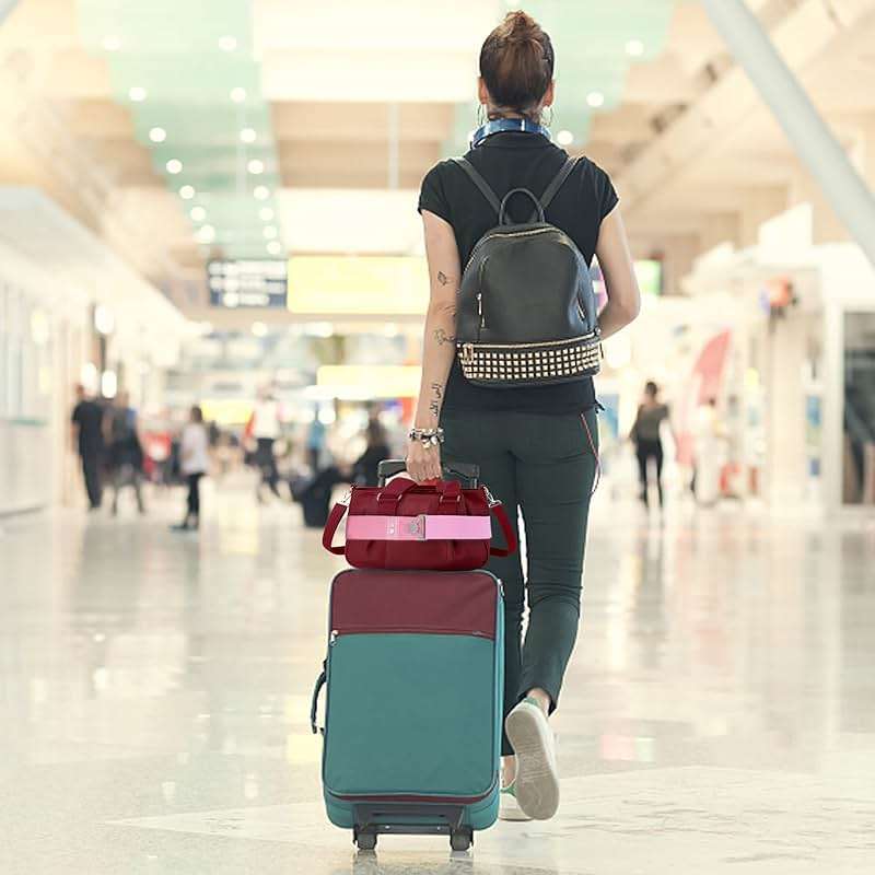 Bylion 2-in-1 Travel Belt for Luggage, Luggage Straps for Add a Bag Adjustable Suitcase Straps with Alloy Buckle Elastic Bungees Belt Hands-Free for Airport, Personalized Travel Accessories (Pink) - Image 7