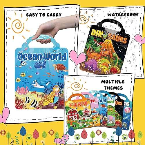 Kalysky 6Set Puffy Sticker Books for Kids 2-4, 3D Reusable Stickers Books for Toddlers 1-3 2-4,Farm+Animal+Dinosaurs+Ocean World+Space+Vehicle - Image 4