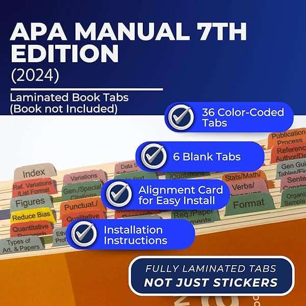 Book Tabs for The APA Manual 7th Edition 2025: Color Coded Tabs for The American Psychological Association Publication Style Manual (Book not Included) - Image 2