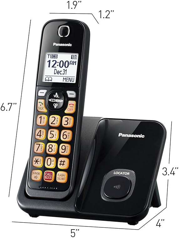 Panasonic Cordless Phone with Advanced Call Block, Bilingual Caller ID, Easy to Read Large High-Contrast Display, Expandable System with 1 Handset, KX-TGD810B (Black) - Image 3