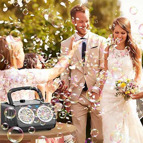 SHCKE Automatic Bubble Machine with 2 Fans,20000+ Bubbles/Min | Dual power USB-C/AA, No-Leak Sealed Bottle,Portable Bubble Maker for Pool, Wedding, Camping, Birthday Parties - Image 2
