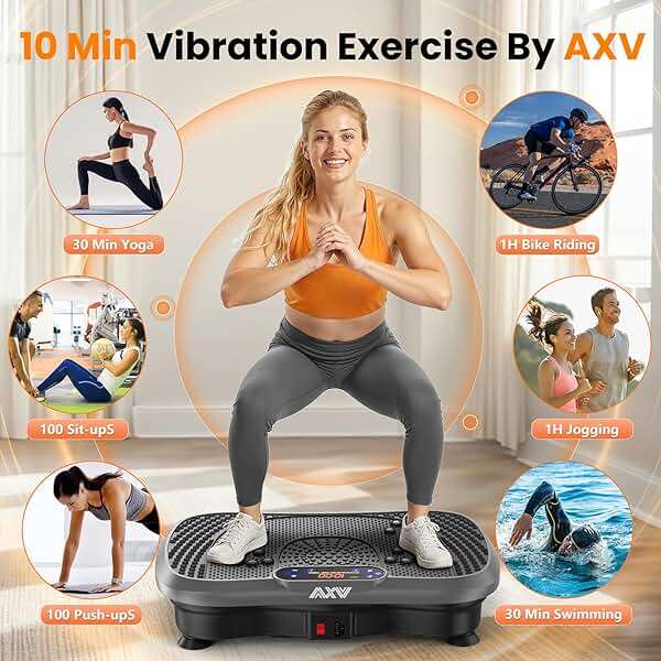 AXV Vibration Plate Fitness Platform Exercise Machine Vibrating Shaking Full Body Shaker Workout Vibrate Stand Shake Board Sport for Weight Loss Fat Burner for Gym Home Office - Image 2