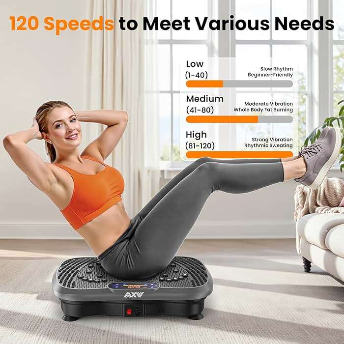 AXV Vibration Plate Fitness Platform Exercise Machine Vibrating Shaking Full Body Shaker Workout Vibrate Stand Shake Board Sport for Weight Loss Fat Burner for Gym Home Office - Image 5