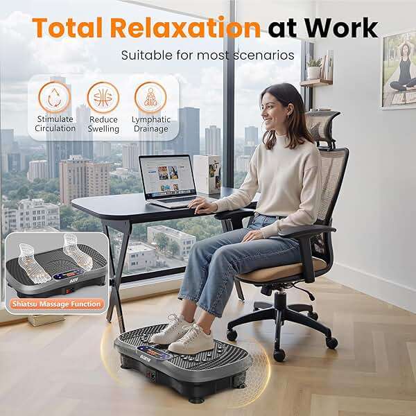 AXV Vibration Plate Fitness Platform Exercise Machine Vibrating Shaking Full Body Shaker Workout Vibrate Stand Shake Board Sport for Weight Loss Fat Burner for Gym Home Office - Image 6