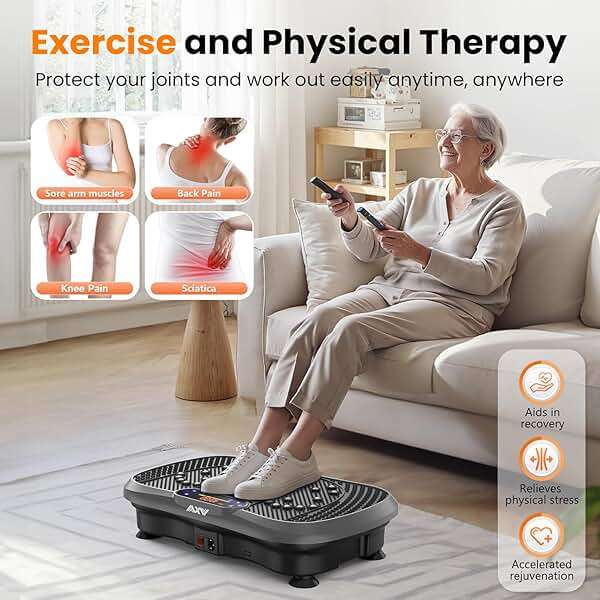 AXV Vibration Plate Fitness Platform Exercise Machine Vibrating Shaking Full Body Shaker Workout Vibrate Stand Shake Board Sport for Weight Loss Fat Burner for Gym Home Office - Image 7