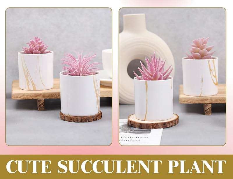 Der Rose 4 Packs Fake Succulents Plants Artificial Indoor for Pink Room Bathroom Decor Office Desk Accessories for Women - Image 6