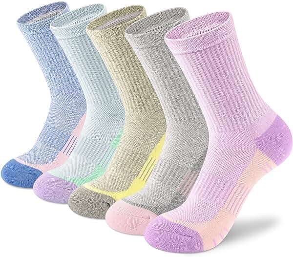 Crew Socks Women Athletic Hiking Running Cushioned Compression Socks 3-5 Pairs - Image 1