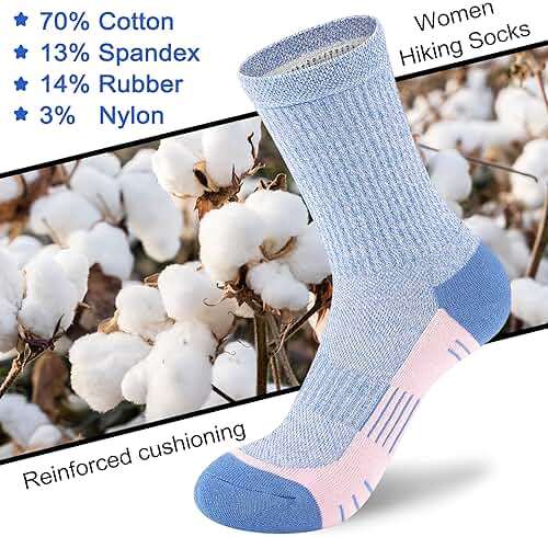 Crew Socks Women Athletic Hiking Running Cushioned Compression Socks 3-5 Pairs - Image 5