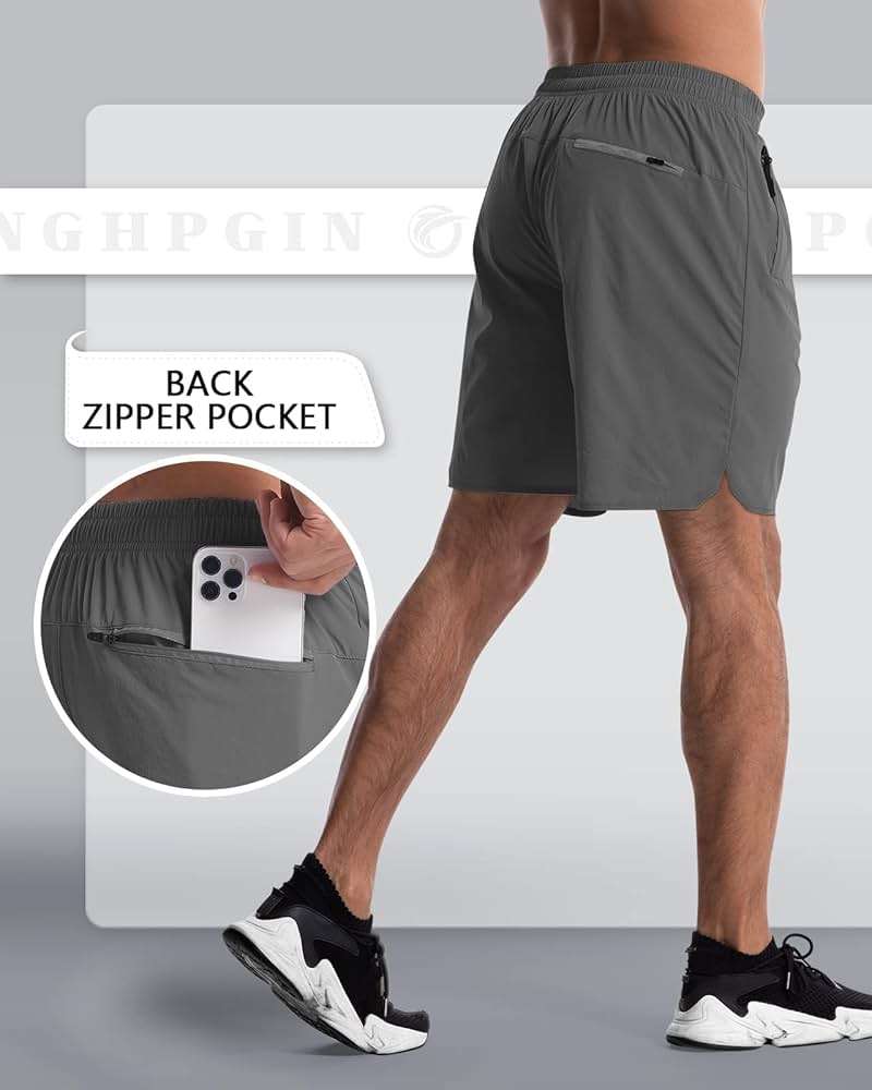CANGHPGIN 2 Pack Mens Workout Athletic Shorts 7 inch Inseam Quick Dry Hiking Shorts Men Lightweight Sports Gym Shorts Running - Image 2
