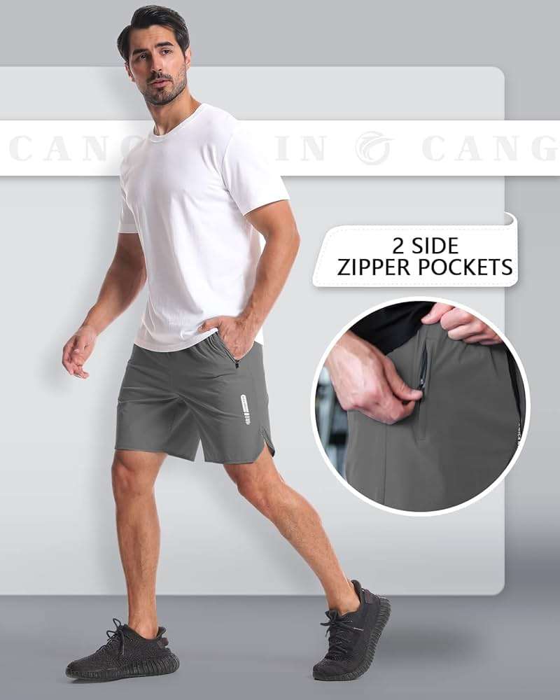 CANGHPGIN 2 Pack Mens Workout Athletic Shorts 7 inch Inseam Quick Dry Hiking Shorts Men Lightweight Sports Gym Shorts Running - Image 4