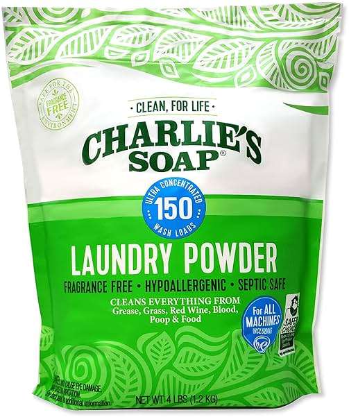 Charlie’s Soap Laundry Powder Detergent (150 Loads, 1 Pack) Fragrance Free Hypoallergenic Deep Cleaning Laundry Detergent Powder – Residue Free, HE Compatible, Septic Safe - Image 1