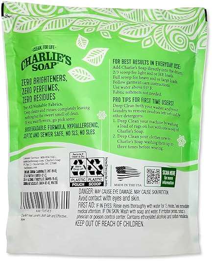 Charlie’s Soap Laundry Powder Detergent (150 Loads, 1 Pack) Fragrance Free Hypoallergenic Deep Cleaning Laundry Detergent Powder – Residue Free, HE Compatible, Septic Safe - Image 2