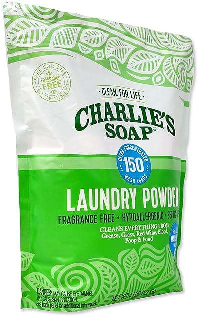 Charlie’s Soap Laundry Powder Detergent (150 Loads, 1 Pack) Fragrance Free Hypoallergenic Deep Cleaning Laundry Detergent Powder – Residue Free, HE Compatible, Septic Safe - Image 4