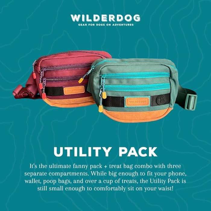 Wilderdog Utility Fanny Pack stores Treats, Balls, Keys in 3 Pockets with adjustable strap and Poop Bag dispenser (Black) - Image 5