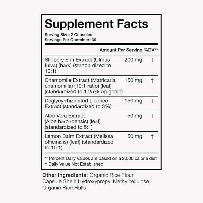 Terra Health Essentials Acid Relief - Daily Digestive Support Supplement for Gut Health & Balanced Digestion - Lemon Balm, Slippery Elm, Aloe Vera, DGL Licorice - Plant-Based & Non-GMO - 60 Capsules - Image 2