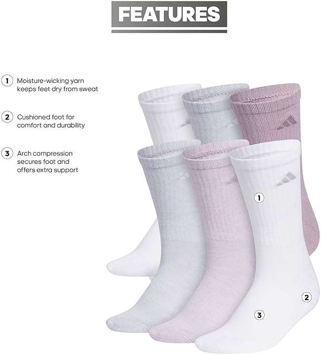 adidas Athletic Cushioned 6-Pack Crew - Image 2