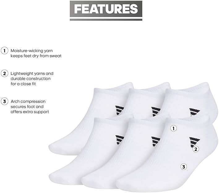 adidas Men's Superlite No Show Socks (6 Pairs) Lightweight & Breathable - Image 2