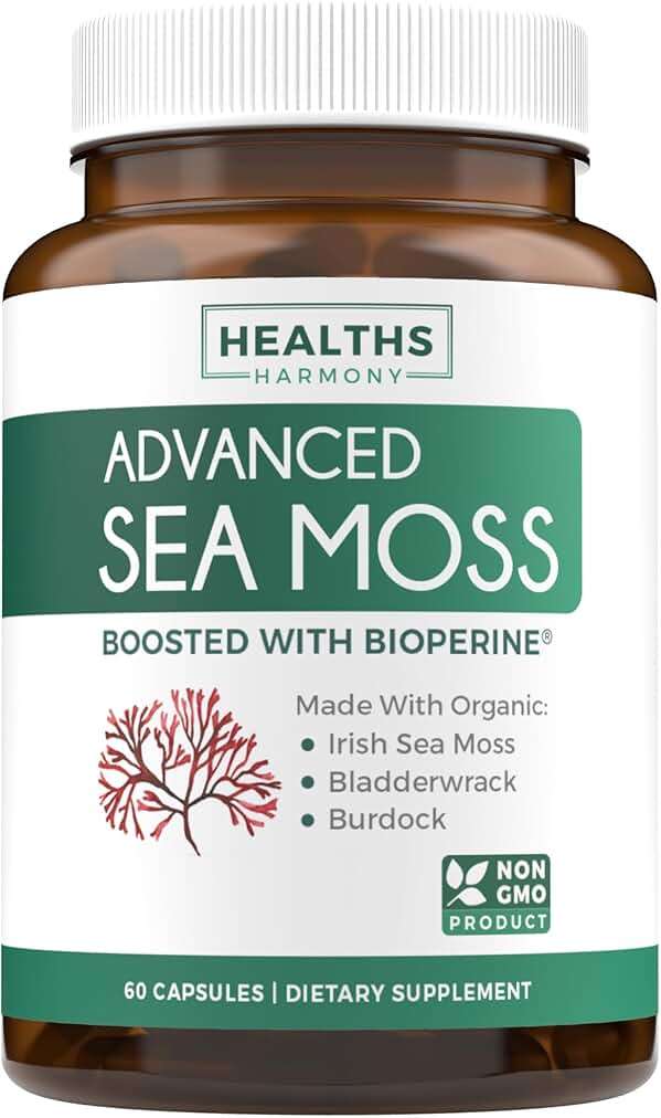 Organic Irish Sea Moss Capsules - Organic Sea Moss Capsules with Bladderwrack Burdock Root and Black Pepper Extract for Enhanced Absorption - Vegan Non-GMO & Made in the USA (1 Month Supply) - Image 1
