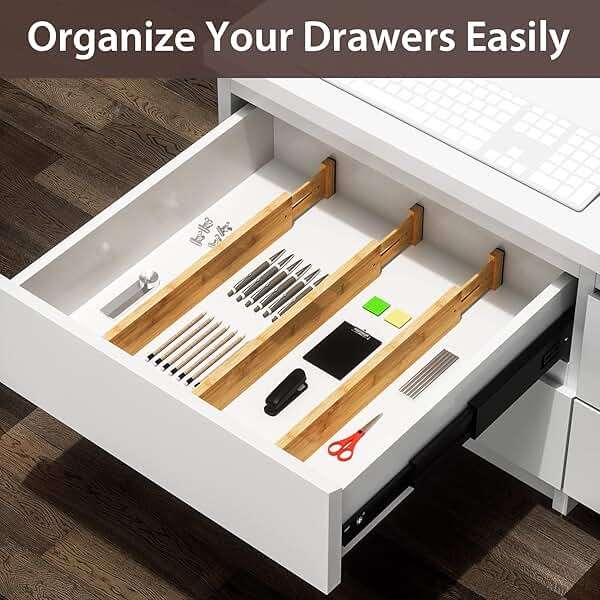 DUCOO 4 PCS Drawer Divider, 17"-22" Adjustable Bamboo Drawer Dividers Organizers, Expandable Separators for Kitchen, Clothes, Dressers, Home, Office - Image 5