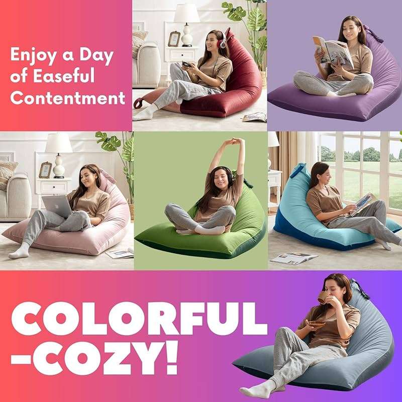Nobildonna Stuffed Animal Storage Bean Bag Chair Cover for Kids (No Filler), 400L Extra Large Premium Velvet Lazy Sofa Cover, Washable Ultra Soft Triangular Bean Bag Chair Cover (Green) - Image 5