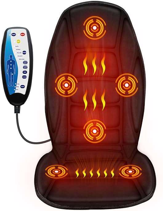 Back Massager with Heat, 5 Vibrating Modes & 2 Heat Levels, Back Massager Chair Pad, Electric Massage Seat Cushion, Massage Pad for Back Pain Relief, Fathers Day Dad Gifts for Men Him Mom Her - Image 1
