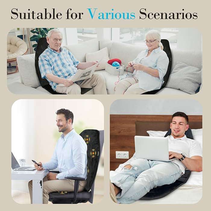 Back Massager with Heat, 5 Vibrating Modes & 2 Heat Levels, Back Massager Chair Pad, Electric Massage Seat Cushion, Massage Pad for Back Pain Relief, Fathers Day Dad Gifts for Men Him Mom Her - Image 8