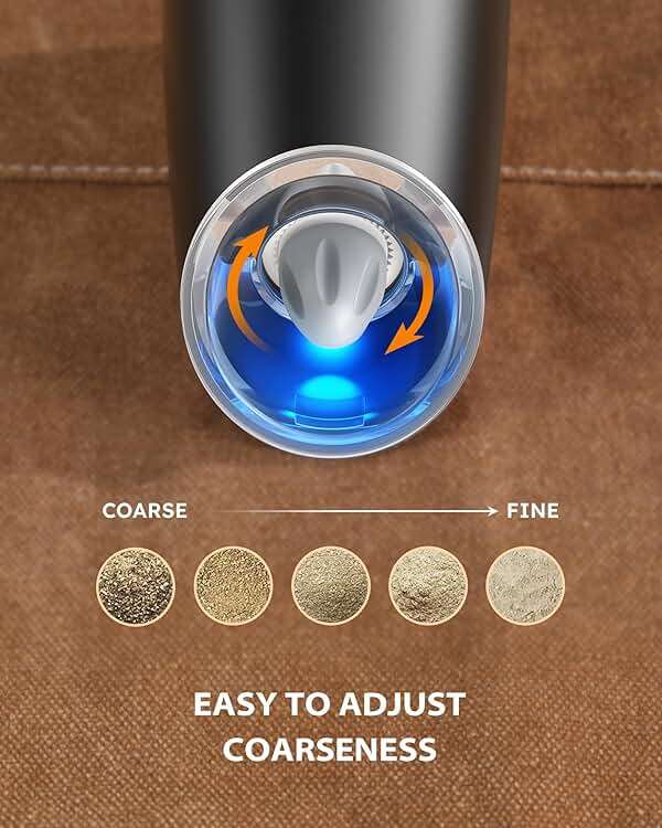 Sangcon Gravity Electric Salt and Pepper Grinder Set Automatic Shakers Mill Grinder with LED Light, BATTERY POWERED Adjustable Coarseness One Hand Operation, Upgraded Larger Capacity - Image 5