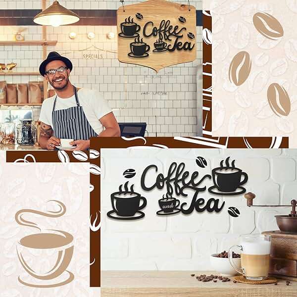 Ferraycle Rustic Metal Coffee Bar Signs Hanging Wall Decor for Home Office Kitchen (Coffee and Tea, 14" x 14") - Image 5