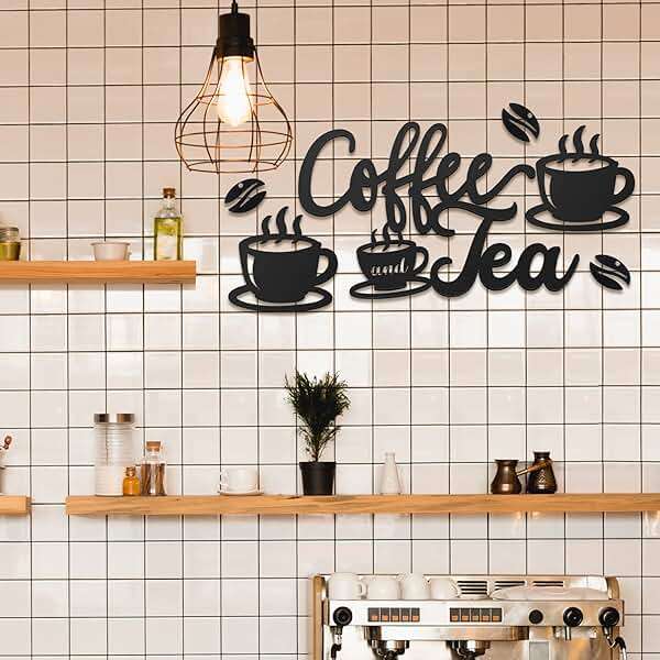 Ferraycle Rustic Metal Coffee Bar Signs Hanging Wall Decor for Home Office Kitchen (Coffee and Tea, 14" x 14") - Image 7