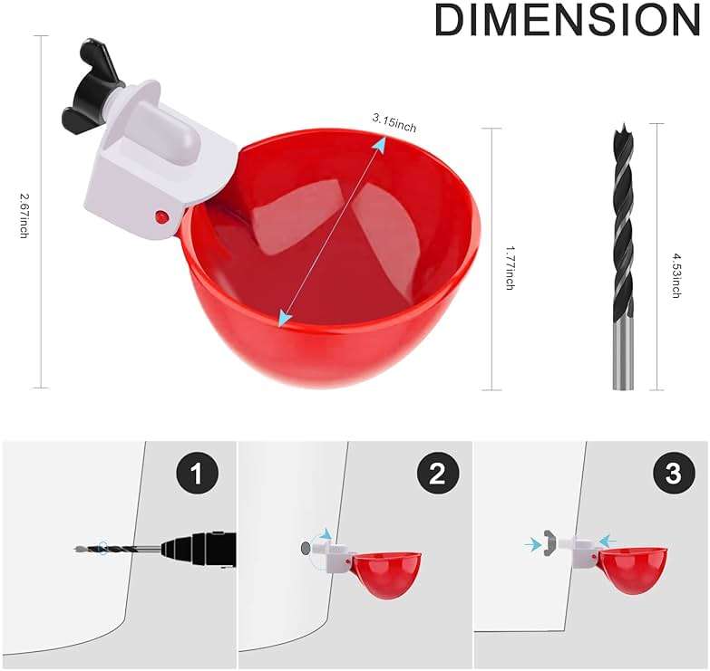 Darcvds Professional Chicken Waterer Cups, 8 Packs Large Chicken Water Feeder, Tee Fittings Poultry Waterer Suitable for Duck, Chicks, Goose, Turkey, Bunny and Bird with Mounting Hole Opener - Image 2