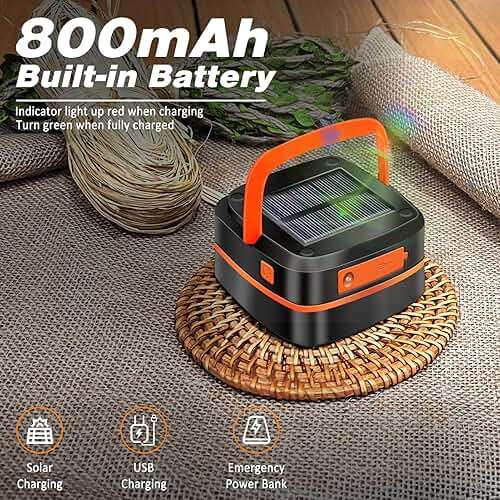 2-Pack Folding Solar Camping Lantern Flashlights, DIBMS Mini Collapsible USB Rechargeable Waterproof Hanging Light for Camping Hurricanes Emergency Power Outages Indoor Outdoor - Image 2