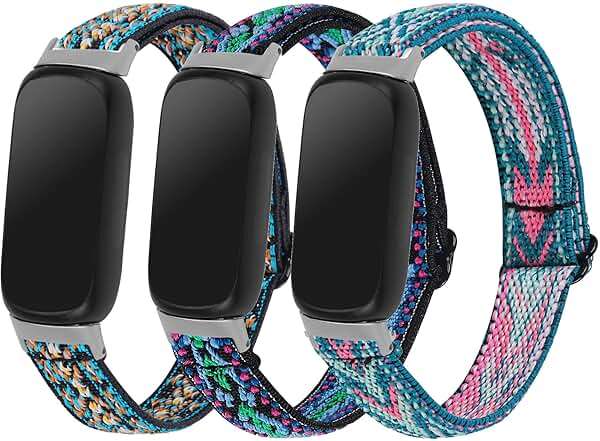3PACKS Replacement Sport Bands Compatible with Fitbit Inspire 3 Band Nylon Elastic Quick Release Wristbands Breathable Straps Stretchy Loop Bracelet for Fitbit Inspire 3 Fitness Tracker Women Men - Image 1