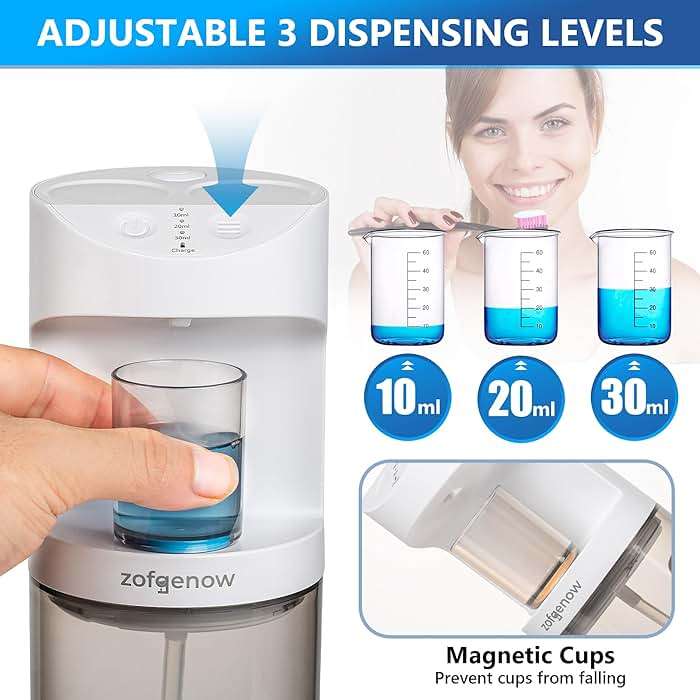 ZOFGENOW Automatic Mouthwash Dispenser for Bathroom,Bathroom Accessories 19.4 Fl Oz Dispensers with Magnetic Cups,Wall Mounted Dispenser,Suitable for All Age Groups,White - Image 5