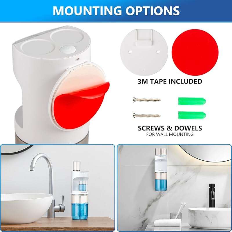 ZOFGENOW Automatic Mouthwash Dispenser for Bathroom,Bathroom Accessories 19.4 Fl Oz Dispensers with Magnetic Cups,Wall Mounted Dispenser,Suitable for All Age Groups,White - Image 6