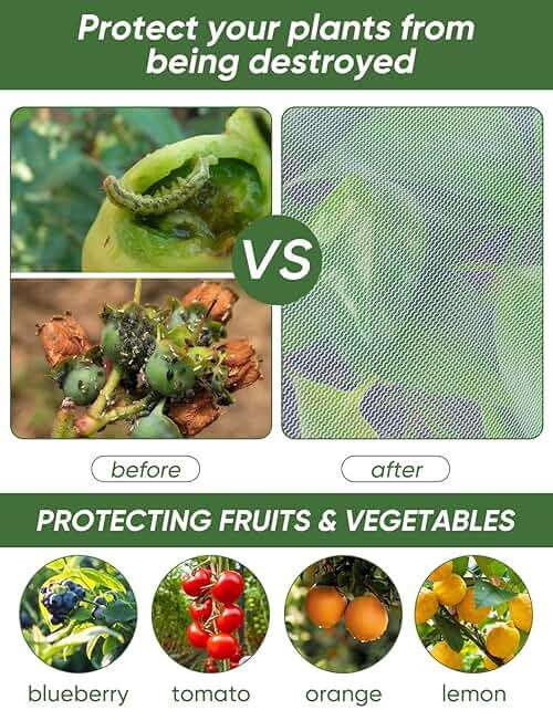 Bird Netting for Garden Protection - 4 Pack Garden Netting Pest Barrier with Drawstring,3.3Ft x 2.7Ft Mosquito Net Tomato Protective Cover Garden Plant Netting for Cicadas Vegetables Blueberry Bushes - Image 3