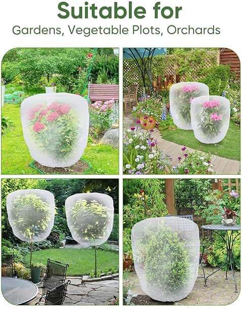 Bird Netting for Garden Protection - 4 Pack Garden Netting Pest Barrier with Drawstring,3.3Ft x 2.7Ft Mosquito Net Tomato Protective Cover Garden Plant Netting for Cicadas Vegetables Blueberry Bushes - Image 4