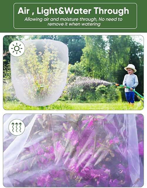 Bird Netting for Garden Protection - 4 Pack Garden Netting Pest Barrier with Drawstring,3.3Ft x 2.7Ft Mosquito Net Tomato Protective Cover Garden Plant Netting for Cicadas Vegetables Blueberry Bushes - Image 5