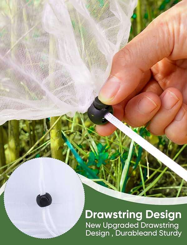 Bird Netting for Garden Protection - 4 Pack Garden Netting Pest Barrier with Drawstring,3.3Ft x 2.7Ft Mosquito Net Tomato Protective Cover Garden Plant Netting for Cicadas Vegetables Blueberry Bushes - Image 6